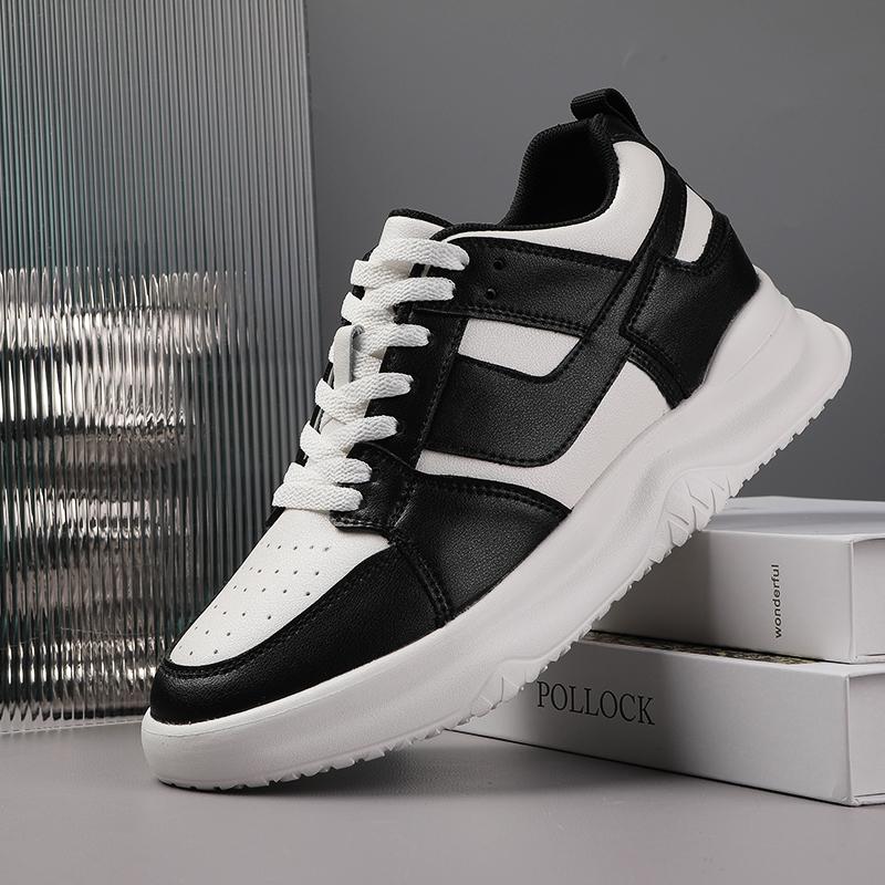 Men's White Sports Oxford Shoes Elevator Insole Height Increase 6cm Lace-up Sneakers Plus Size 37-46