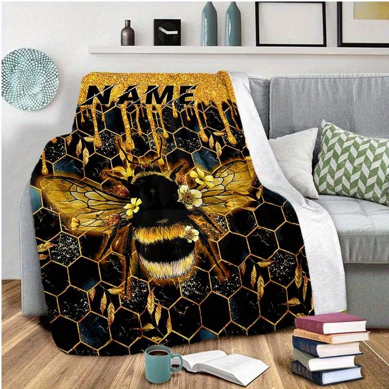 The Moon And The Bee Customize Your Name Blanket Used For Chair Office Sofa Bed Camping Soft And Warm Giving Friends And Relatives Birthday Graduation