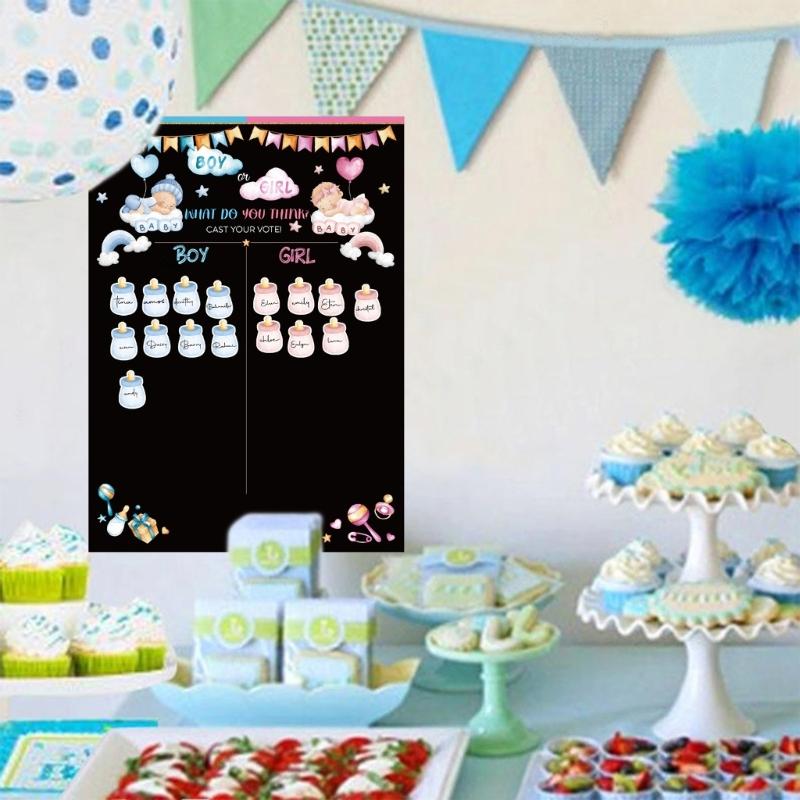 Gender Reveal Game for Baby Shower with Poster 36pcs Girl or Boy Voting Stickers for Gender Reveal Use Party Supplies