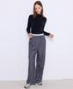 MANAVIS7 Striped Elastic Pants [Ash]