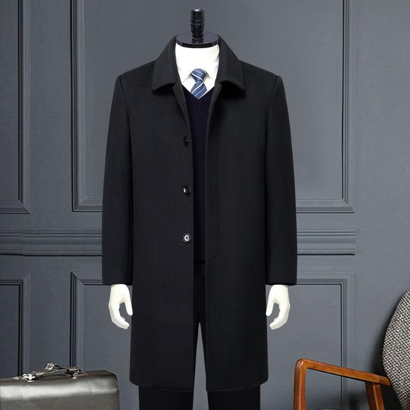 

Зимнее длинное кашемировое пальто с лацканами для мужчин среднего и пожилого возраста, пуховик, утепленная ветровка в стиле папы 200