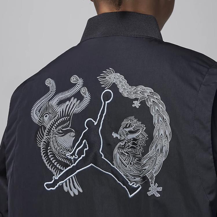 Jordan Chinese New Year Logo Embroidered Casual Jacket Kids Jackets Dark-Smoke-Gray HJ8053-070