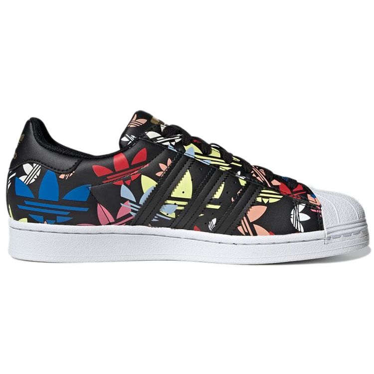 Adidas Originals Superstar Synthetic Leather Low-Top Sneakers Unisex Sneakers Black Multicolor H00182