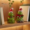 Indoor Seasonal Decorations Christmas Green Monsters Ornament with Santa Hat And Scarf, Resin Frog Theme Landscape Figurine for Home Decoration,