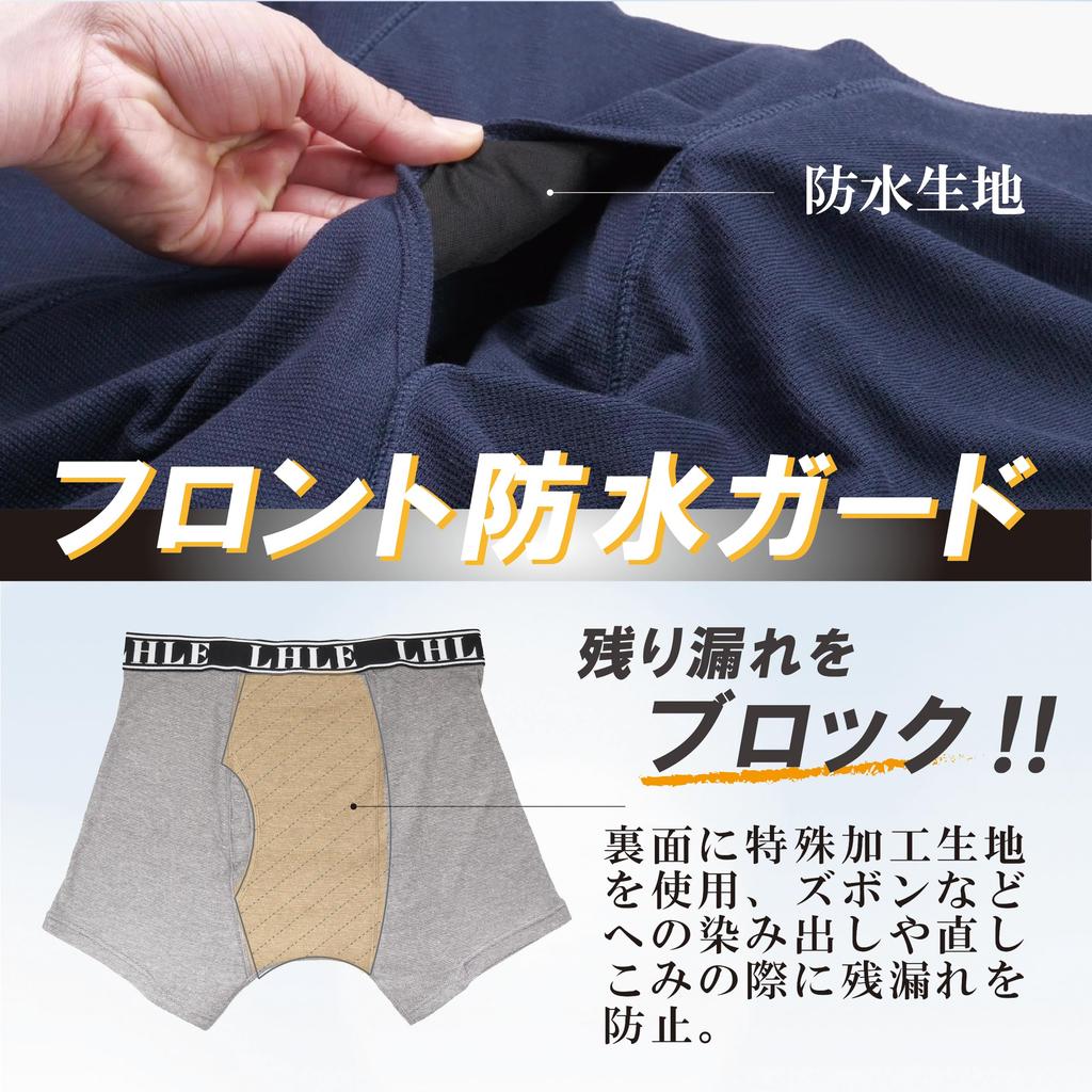 Incontinence Ammonia Mesh Boxer Briefs with Absorbent Absorbs 100cc Navy 3 Men's Briefs, Deodorizing, Pads, (Wine + + Gray, LL, Pieces)