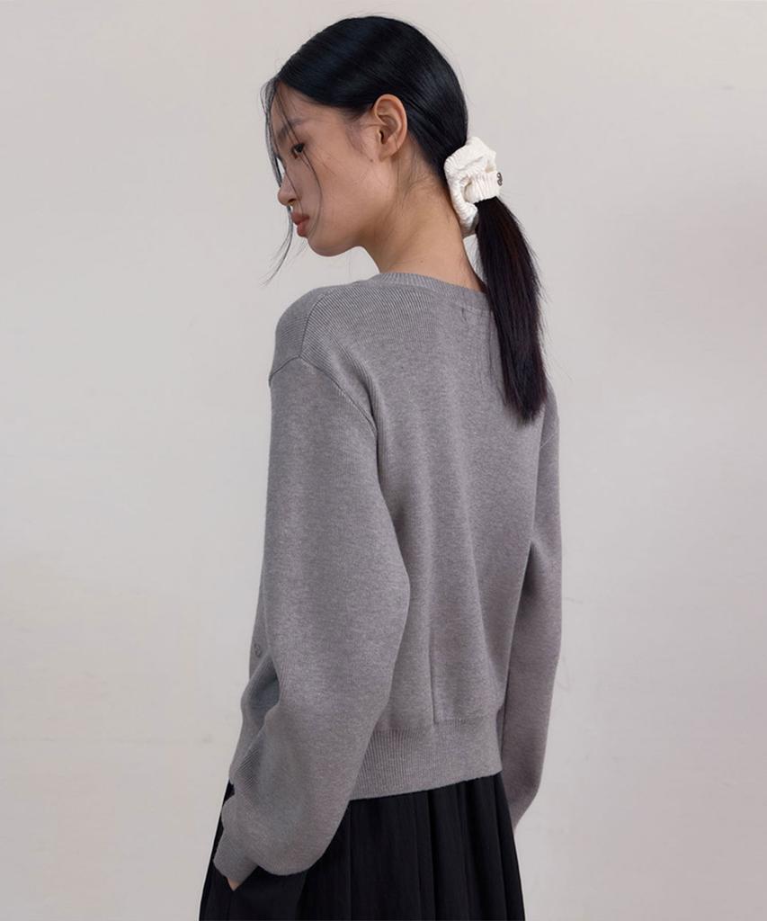 38Comeoncommon Crew Neck Cardigan (Melange Gray)