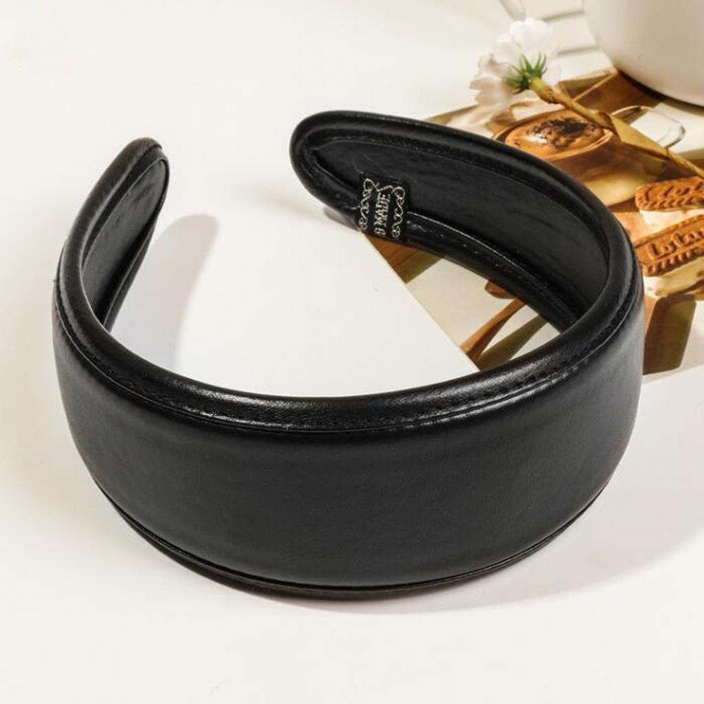 PROLY Nuova Fascia per Capelli alla Moda per Donna Larga Laterale in Ecopelle Colore Unico Turbante Estivo Viaggio Festa Accessori per Capelli