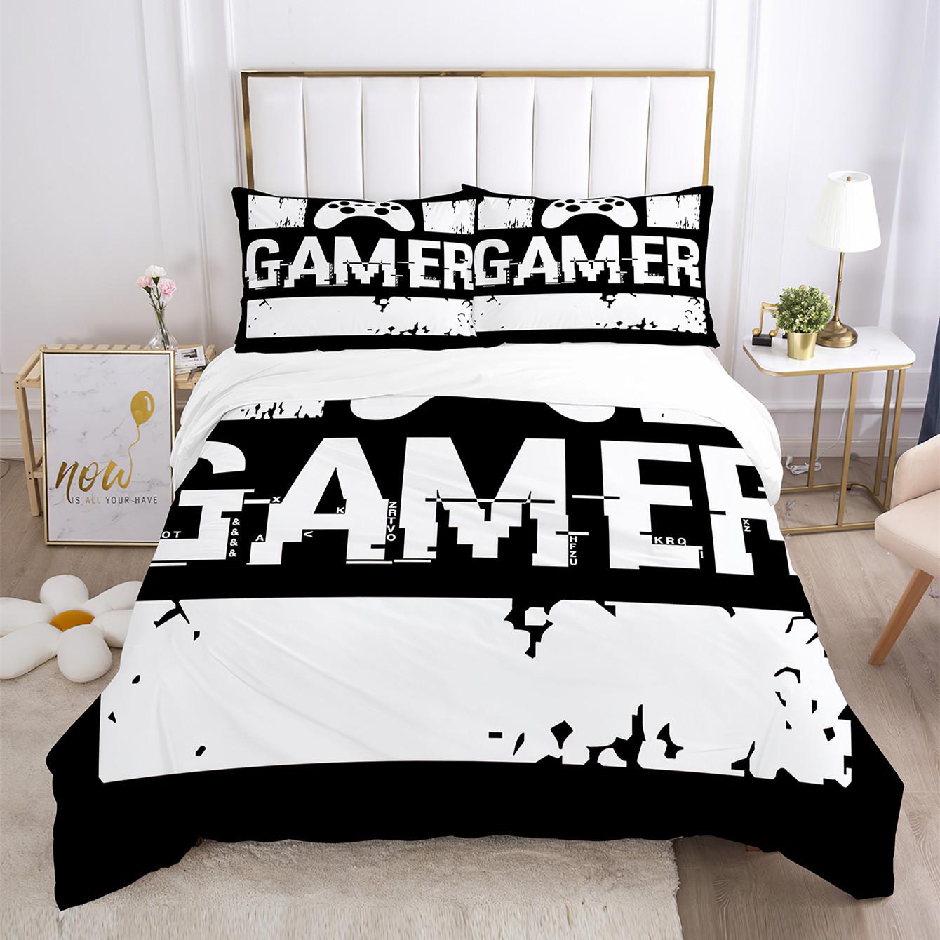 

Three-Piece Quilt Cover Gamepad Kit 3D Digital Printing Bedding Sheets EU Twin 135x200cm