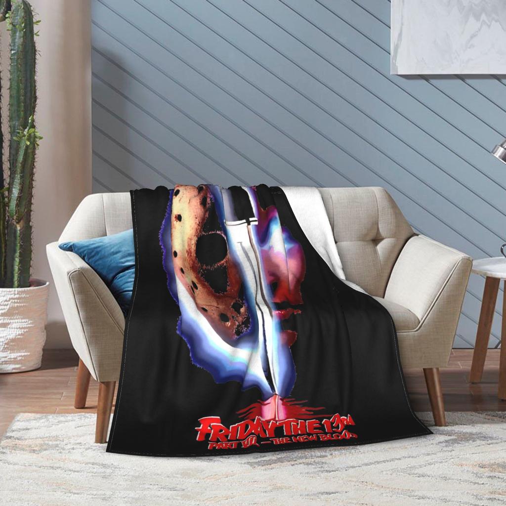 Friday Jason Voorhees 13th Fashion Blanket Flannel  Winter Horror Scary Halloween Portable Warm Throw Fashion Blanket for Office