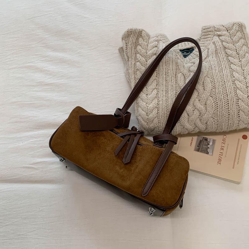 2025 Осень Большая Вместимость Ретро Матовая Сумка-тоут на Плечо коричневый