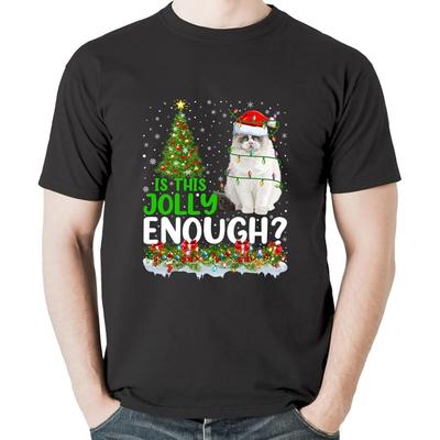 Xmas Tree Is This Jolly Enough Santa Ragdoll Cat Christmas Long Sleeve T-Shirt Sweatshirt Hoodie Tanktop for Men Women Kids Black