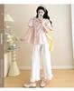 2026 Summer Fresh Bow Top & Ruffle Wide-Leg Pants Set
