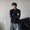 Niche fake two-piece contrasting color double-layer turtleneck sweater men's autumn popular style simple casual knitted sweater top