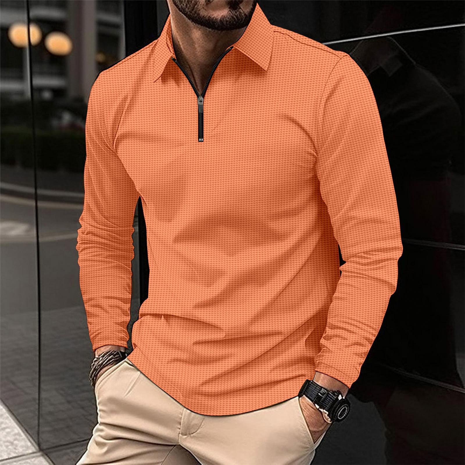 

Men s 1/4 Zipper Solid Color Lapel Long-Sleeve Casual Sports Long-Sleeve Top M