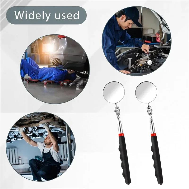 360° Inspection Mirror LED Light Telescoping Mirrors Extend Mechanic Tools Inspection Mirror Telescopic Handle Repairing Tools