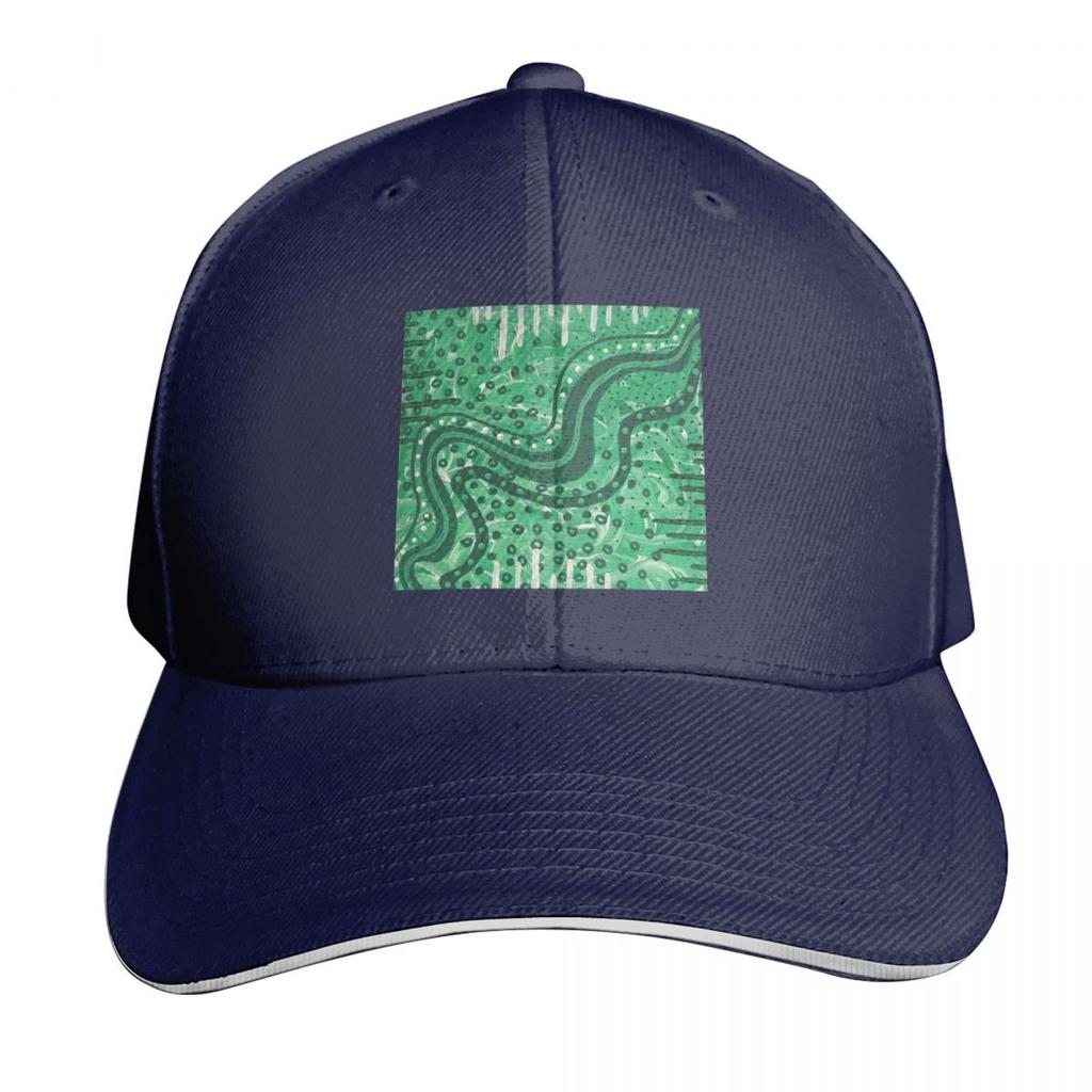 Bright Green Machine Abstract Painting Baseball Cap Cotton Twill Breathable Contrast Two Tone Brim Snapback Flat Bill