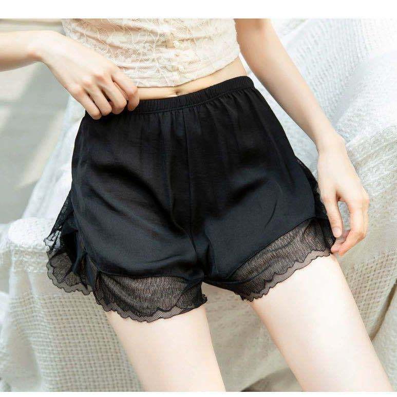 Plus Size Sea Island Silk Safety Shorts - Breathable, Anti-Exposure, Silky Lace Underwear for Young Girls