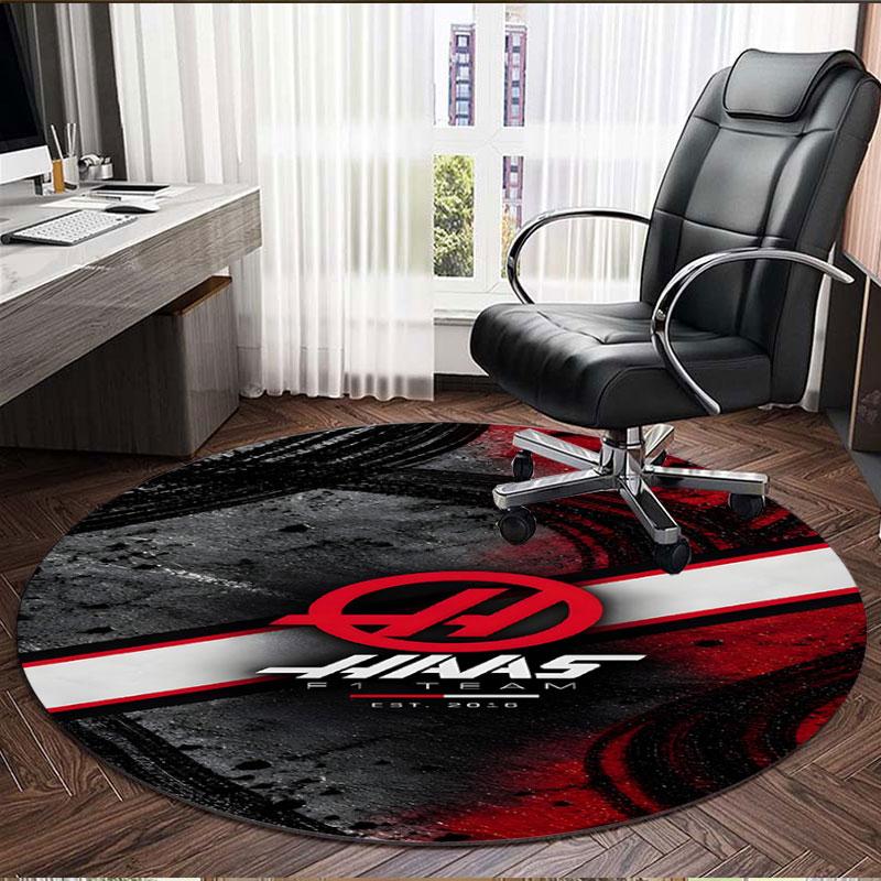 Haas F1 Racing Team Print Round Rug, Washable Floor Carpet, For Entryway Dorm Laundry Room Office Study, Home Decor Birthday Christmas Gift
