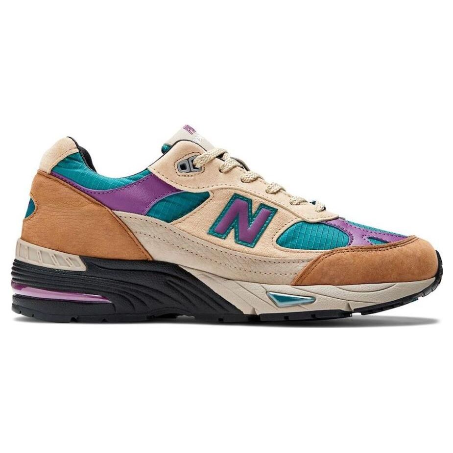 Palace x New Balance 991 Tillverkade i England Taos Taupe Grape Herr Sneakers Svart Grön Druvsaft M991PAL