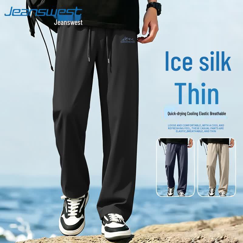 Jeanswest Men s Ice Silk Cooling Casual Straight-Leg Pants 2XL чёрный