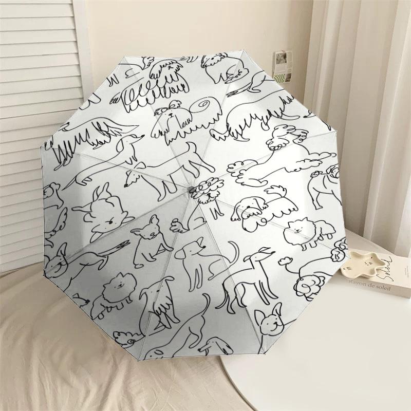 

1PC dog pattern Umbrella-8-Rib Reinforced, Automatic Open, Lightweight & Durable, Cute Fashion Accessory for Outdoor-F2621