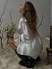 Spring Autumn French Sweet Loose Ruffles Lace Collar Two Piece Set Women's Outfit