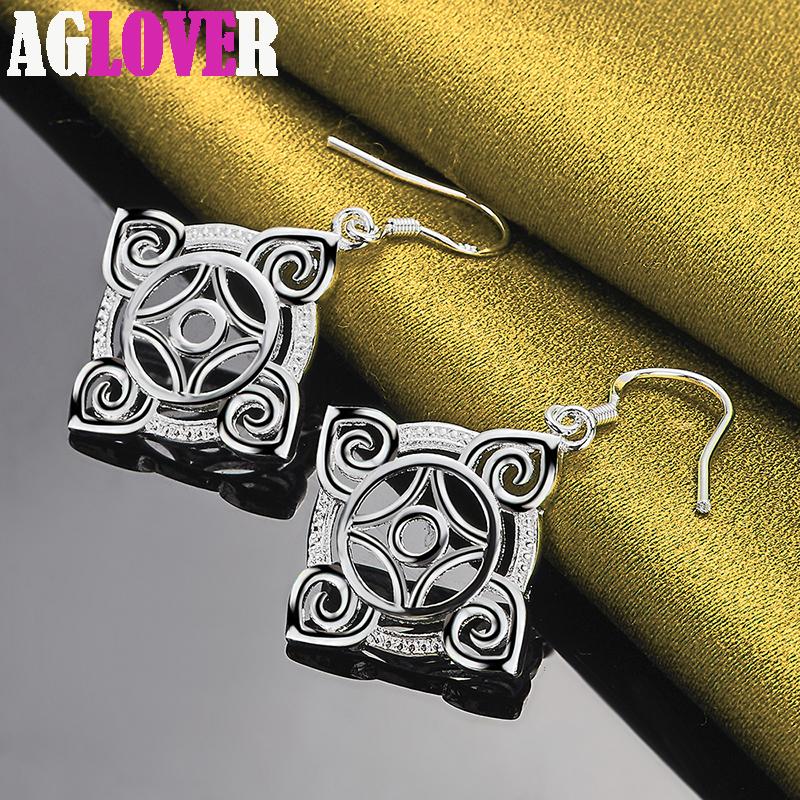 925 Sterling Silver Geometric Pattern Drop Earring Jewelry