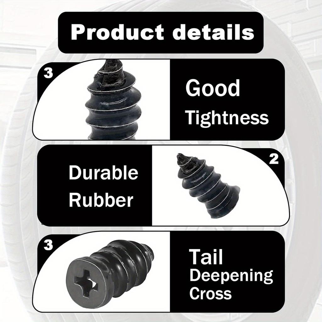 QuickFix RapidSeal Tire Repair Kit: 60pcs Durable Rubber Screw Plugs - Easy DIY Puncture Seal For All Vehicles Accessories