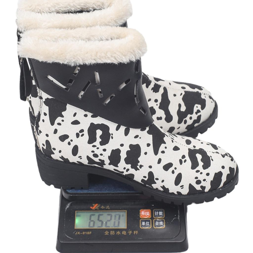 Leopard print women's shoes new  short Martin boots spring autumn winter casual winter boots zipper middle heel thick heel suede