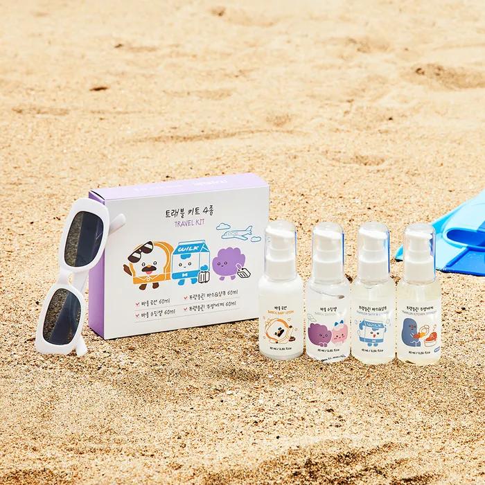 Bar X Bread Barbershop Travel Kit 4 Types (Lotion, Soothing Gel, Kitchen Detergent, Bath & Shampoo) 60ml Pump Type