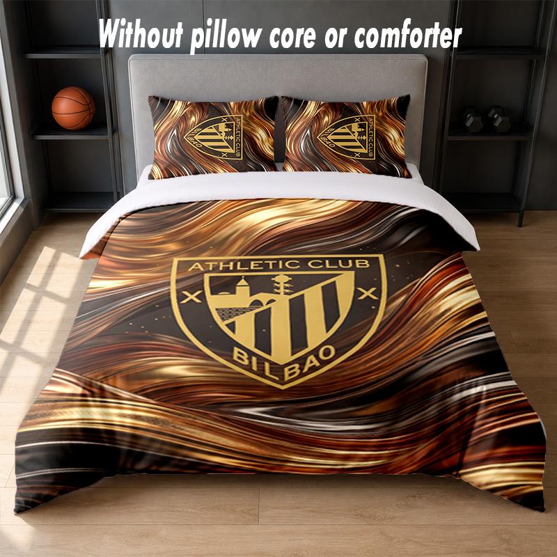 Athletic Bilbao Football Design Bed Bedding Set 1 Duvet Cover + 2 Pillowcases Soft Breathable Household Bed Linens