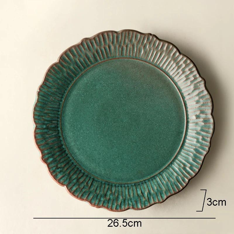 Retro Relief Ceramic Dinner Plate Restaurant Steak Plate Dessert Pasta Plates Fish Plate Molecular Cuisine Specialty Tableware