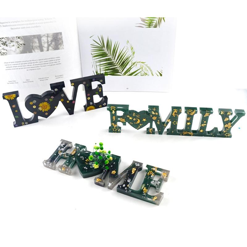 Letters Home Decorations Silicone Mould Handmade Decor Mold LOVE FAMILY HOME English Alphabet Ornaments Epoxy Resin Mold