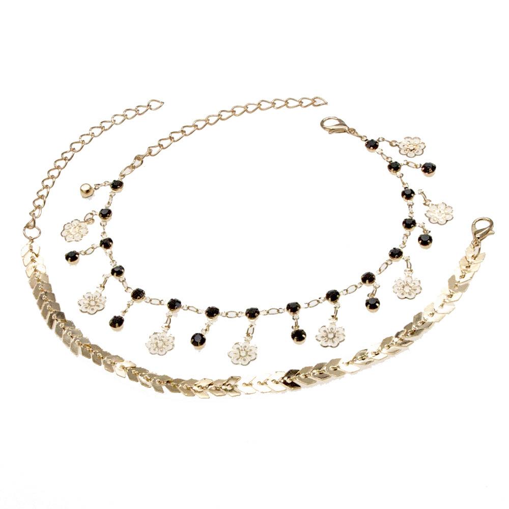 

Креативные украшения, модная индивидуальность, преувеличенный ретро-резной двухслойный сплав с бахромой, украшение для щиколотки золотой