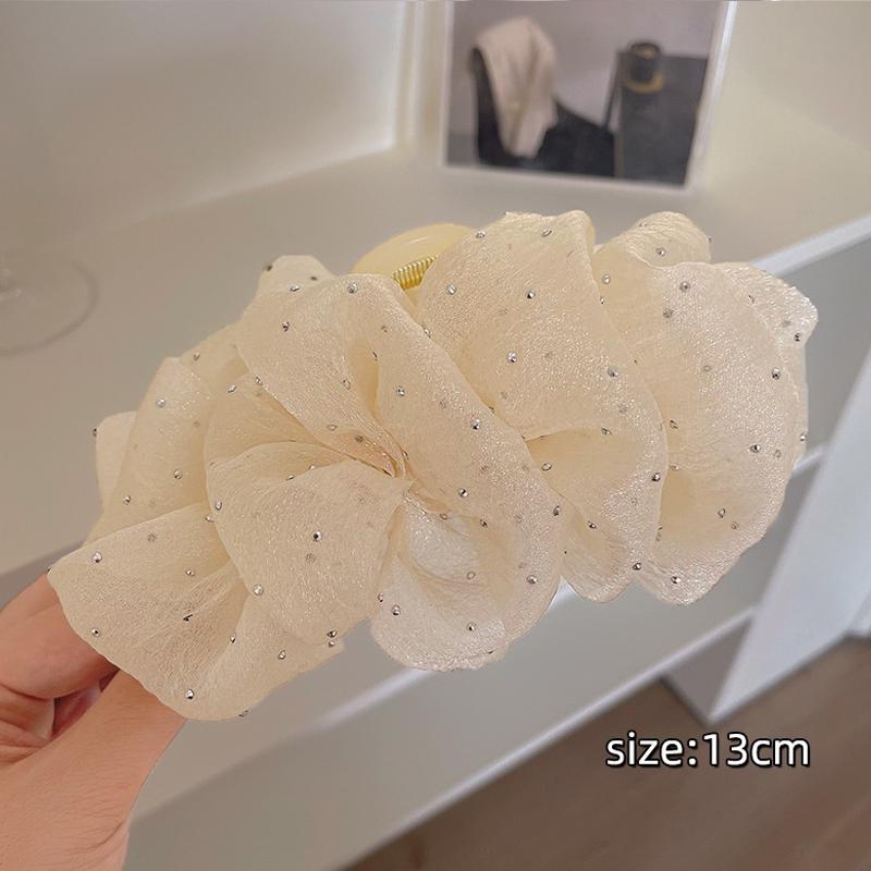 

Краб для волос из сирсакера для женщин Тканевый Блестящий Бант для волос в горошек Роскошные Аксессуары для волос Большая Заколка-бант