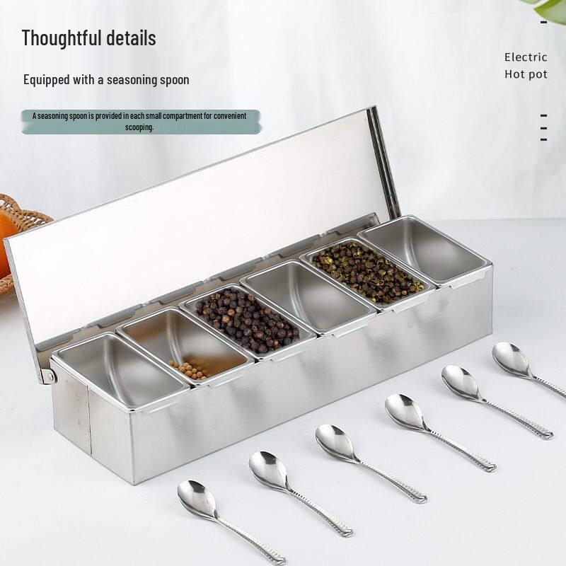 Stainless Steel 3-Compartment Seasoning Box