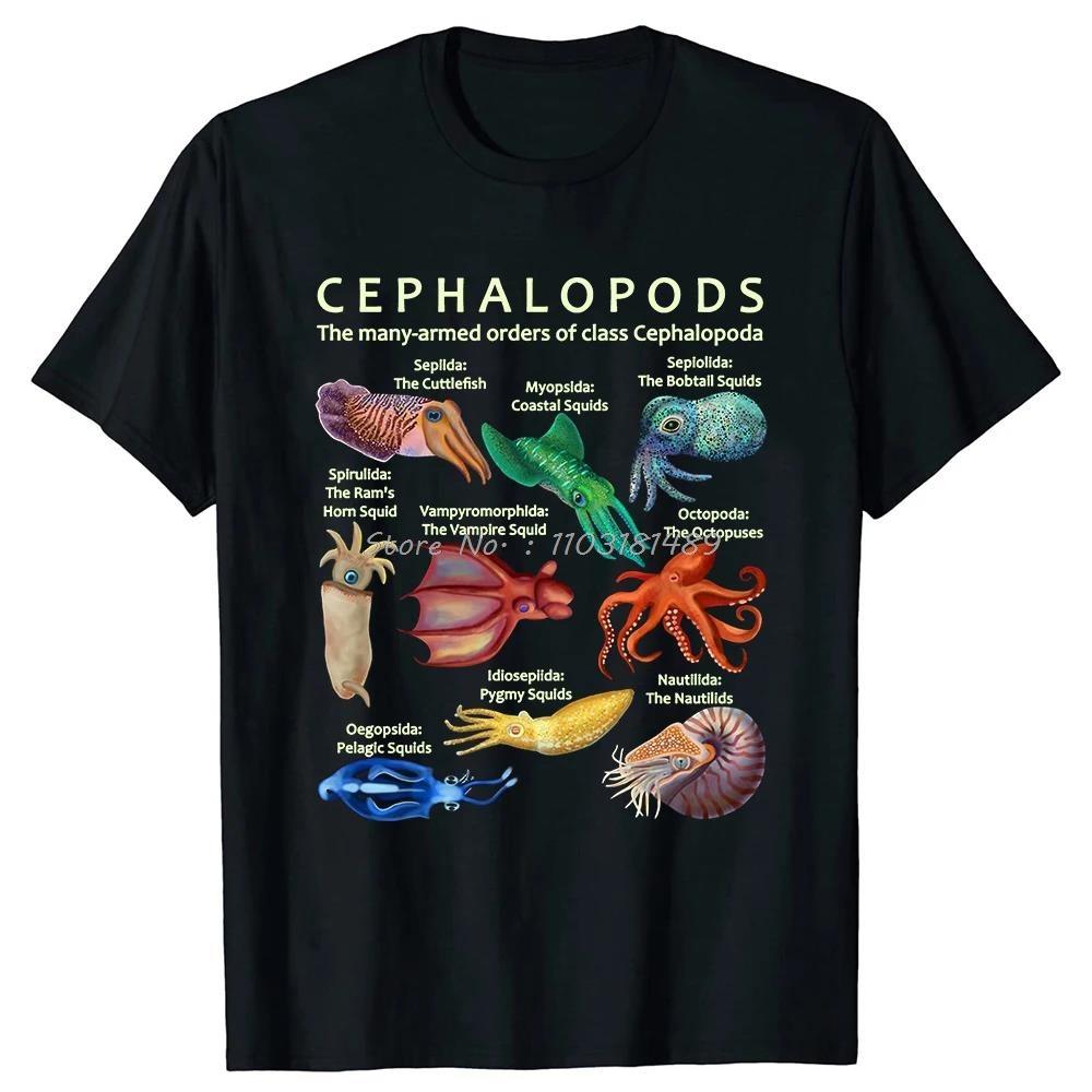 

Shark Faces of All Kinds Tshirt The Cephalopod Octopus Squid Tshirt Unisex Women Unisex Casual Tops Casual Daily Streetwear S