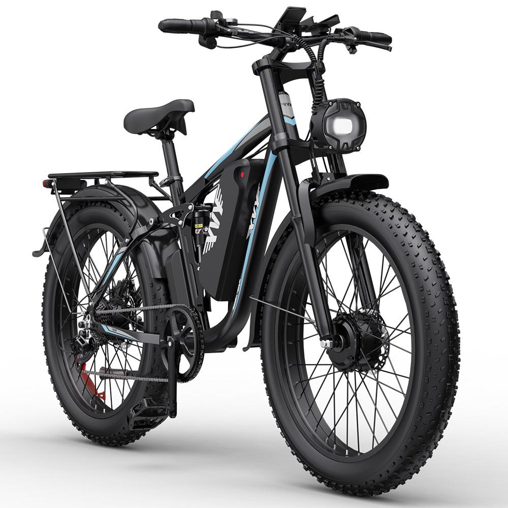 Bicicleta Eléctrica Adulto Yvy C26 Max Motor 1000Wx2 Bicicleta Eléctrica Todo Terreno 48V 23AH Doble Frenos Hidráulicos Shimano 7 Velocidades Negro