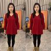 Plus Size Women's Double-Sided Velvet & Fleece Split Sleeve Autumn Winter Slimming Base Layer Top