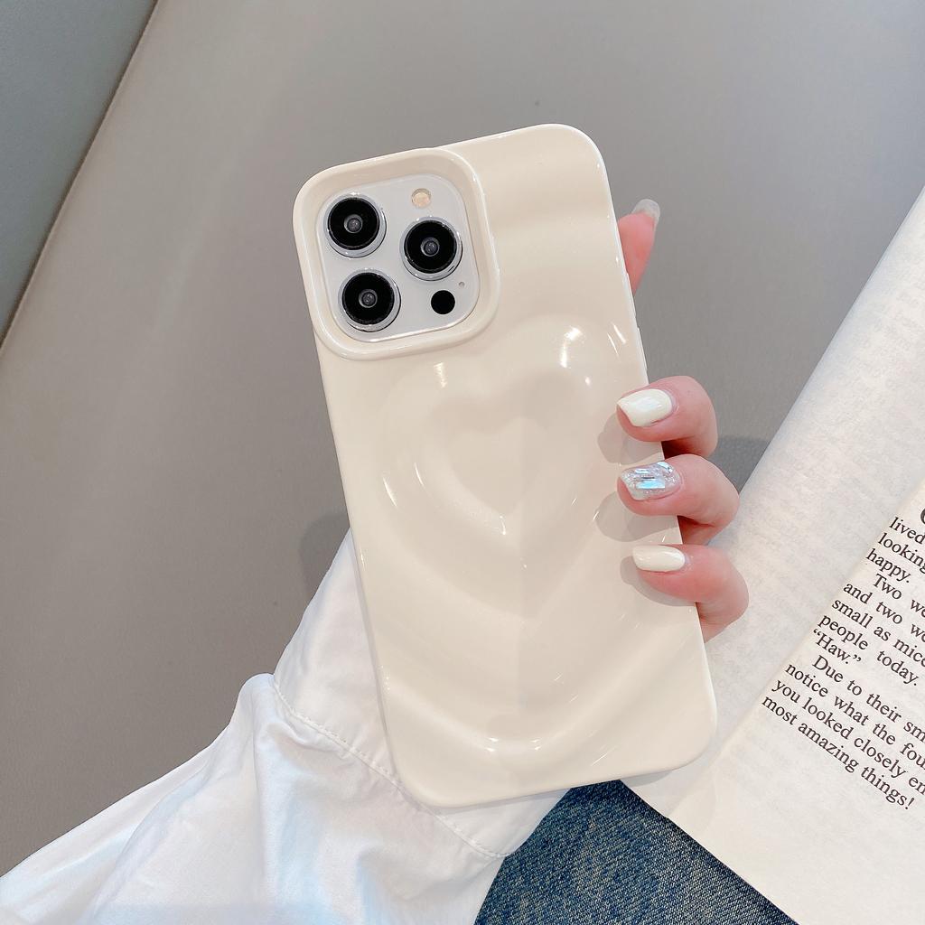 INS Glänzende Liebesherz Handyhülle Für iPhone 16 Plus 15 14 13 12 11 Pro Max Niedlich Mode 3D Wellenmuster Bumper Stoßfeste Hülle