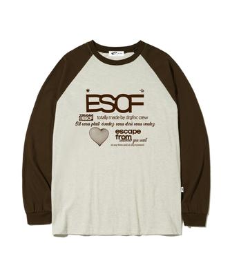 ESCAPEFROM Brown Heart Crew Collection Print Long Sleeve Brown