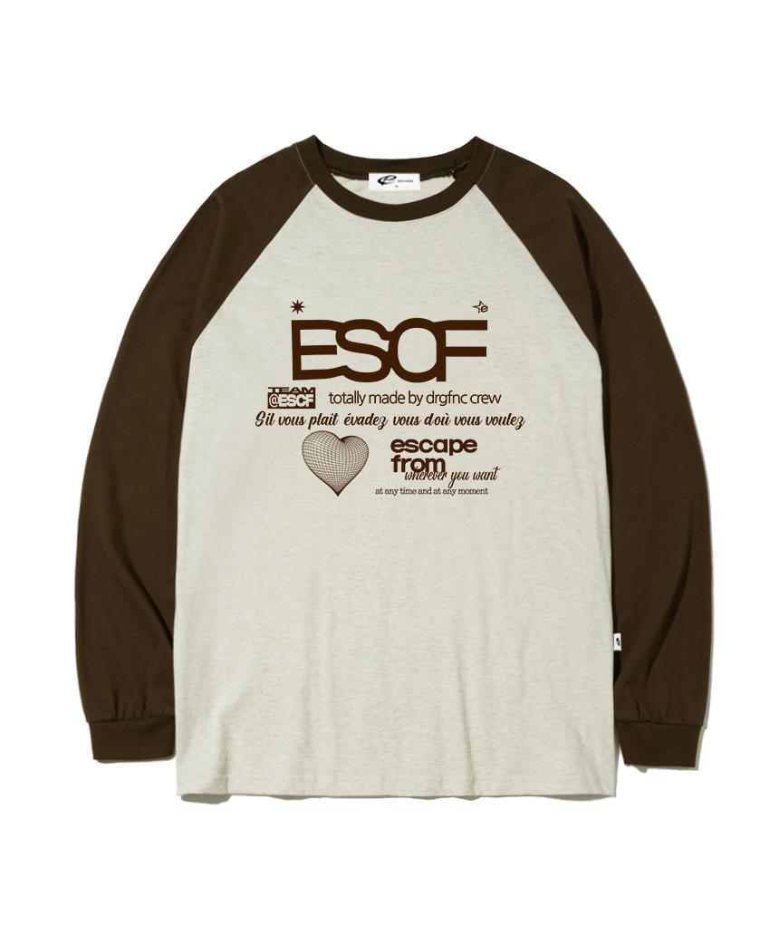 Escape From Brown Heart Crew Collection Print Long Sleeve Brown L