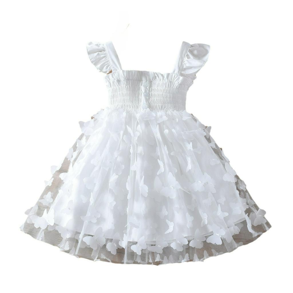Girls' Western Style Dress Summer Ins Style Three-dimensional Butterfly Sling Waist Princess Vest Gauze Skirt