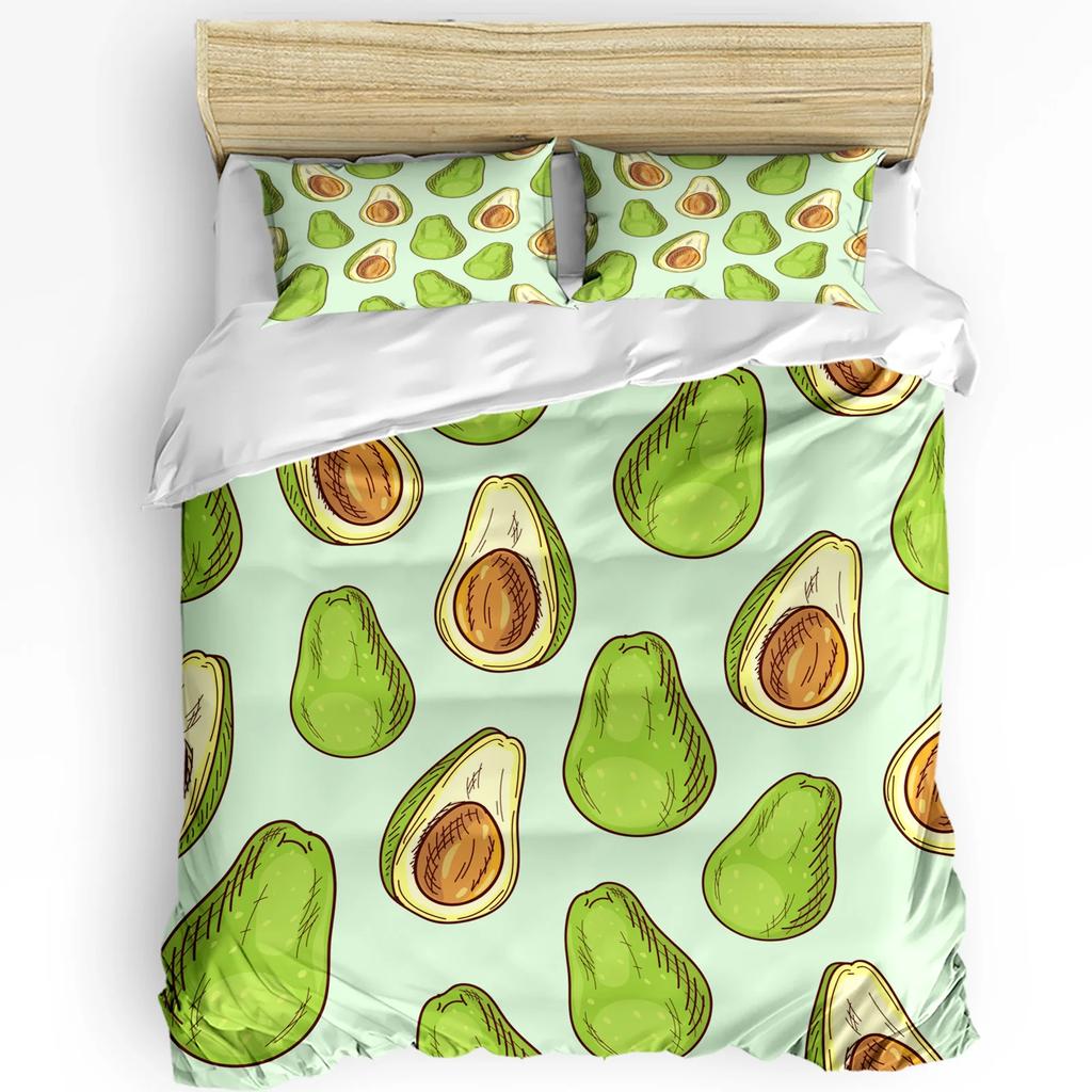 Summer Fruit Strawberry Leaf Repeat 3pcs Bedding Set For Bedroom Double Bed Home Textile Duvet Cover Quilt Cover Pillowcase