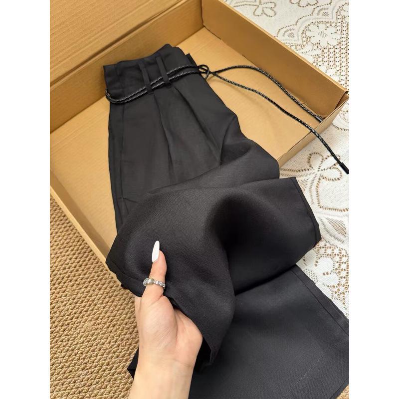 CHAO Level! Women's High-End Tencel Linen Casual Wide-Leg Pants - Loose, Straight, High-Waisted, Old Money Style for Summer.