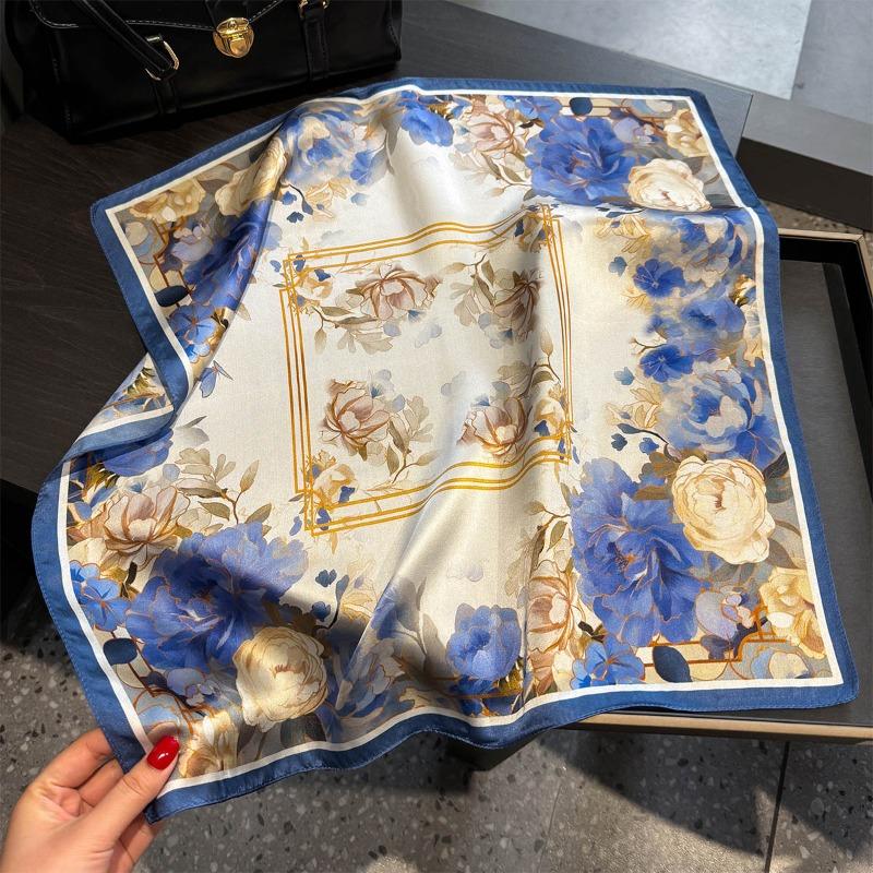 

Meier Silk scarf, small square scarf, women s spring/summer korean style thin silk scarf, versatile mulberry silk sun protection decorative scarf 53*53cm