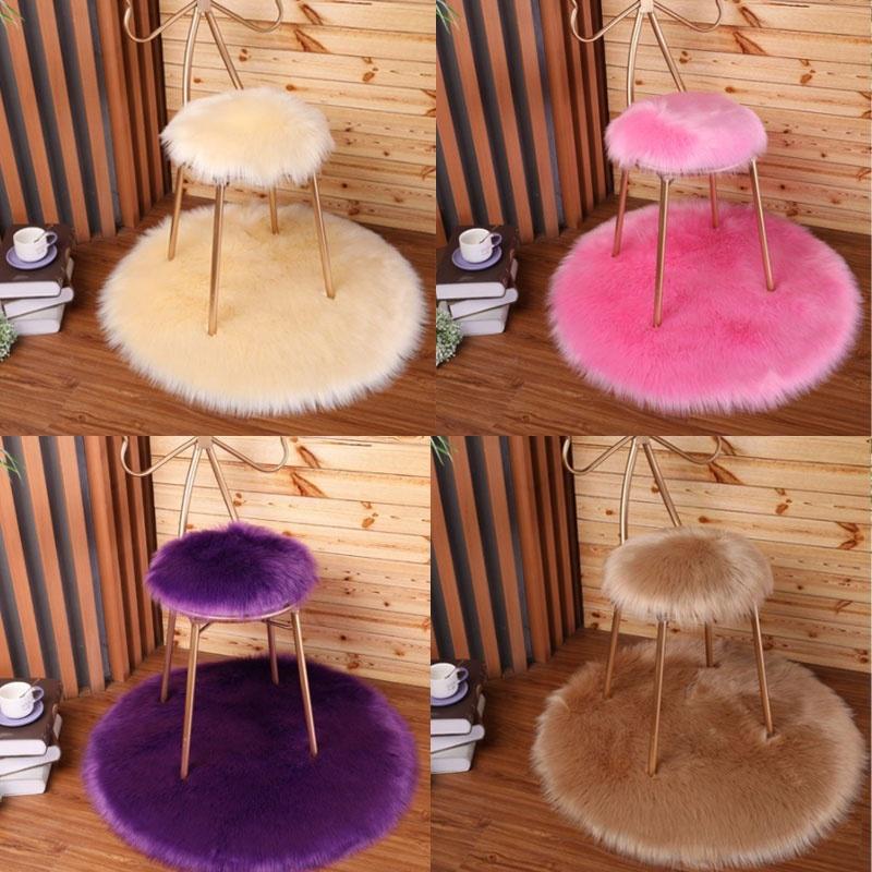 30/40/45cm Soft Plush Seat Cushion Round Area Rug Floor Mat Chair Cushion 1pcs