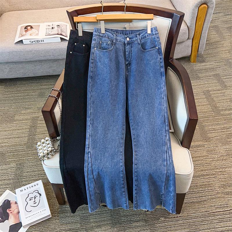 Plus Size Women's High Waist Flared Jeans - Slimming, Casual, Loose Fit, 200/300 Jin (3365)