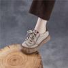 Johnature Retro Genuine Leather Soft Soled Women's Shoes Versatile Lace Up Flat Casual Shoes