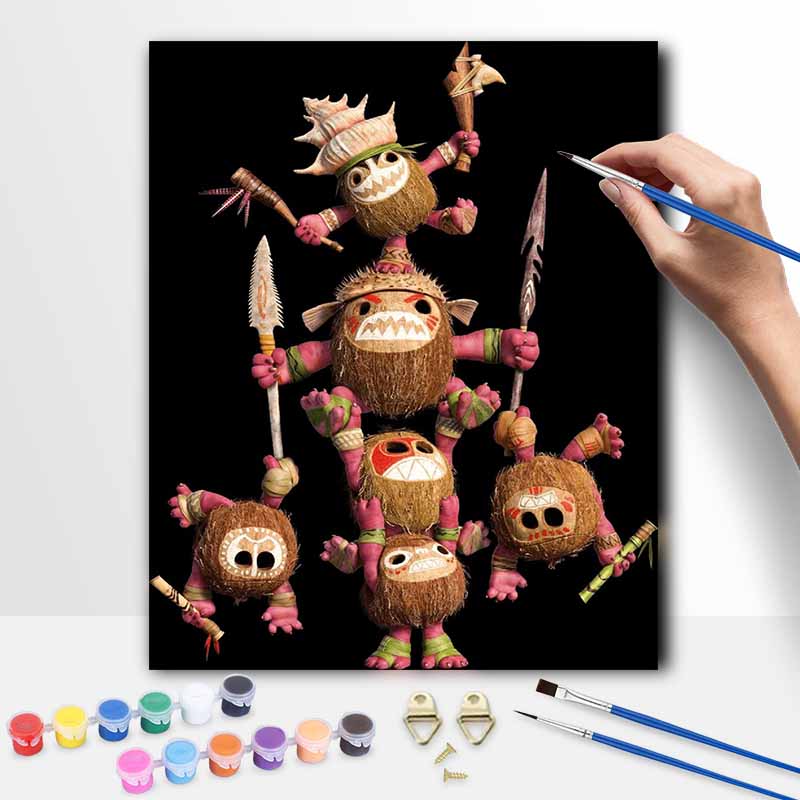 Disney Moana Kakamora coconut characters oil painting handmade painting kit diy home room decoration gift 20x30cm